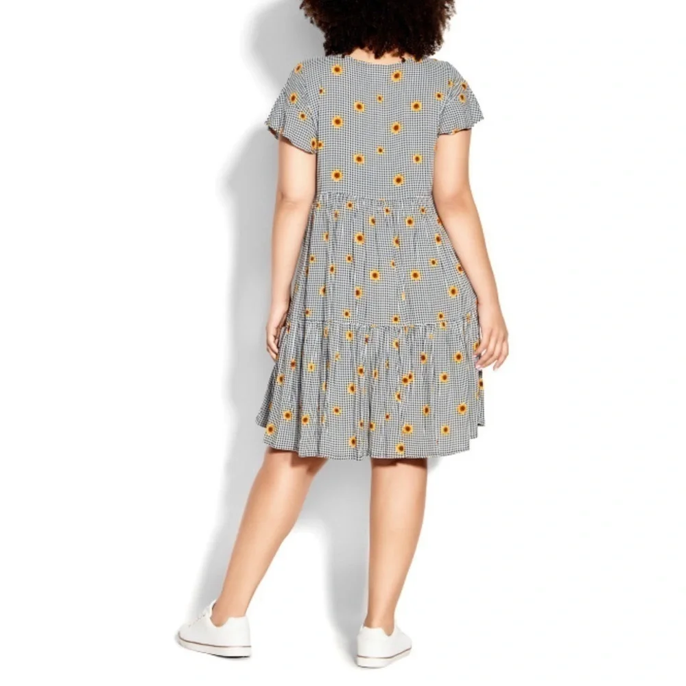 Loralette 14W & 16W Black Gingham Unwind Tier Midi Dress EE02.10